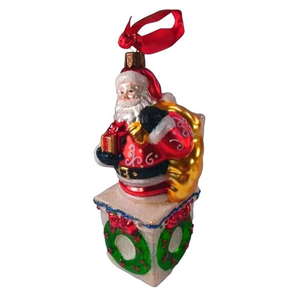WATERFORD Christmas Ornament WINTER SANTA Jack In The Box Holiday Heirlooms Vtg - Picture 1 of 9